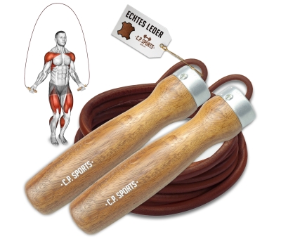 CP SPORTS Skipping rope for adults made of wood and leather (G65-1)