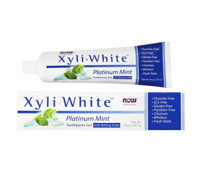 NOW FOODS XyliWhite Platinum Mint Toothpaste Gel + Baking Soda 181g