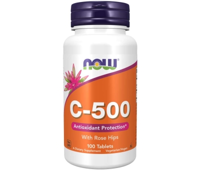 NOW FOODS Vitamin C-500 with Rose Hips - 100 tab